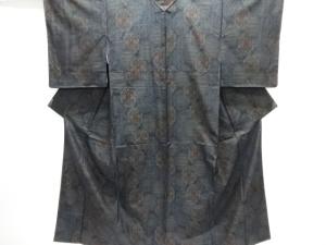 未使用品　雪輪に華紋織出し本場泥大島紬着物アンサンブル